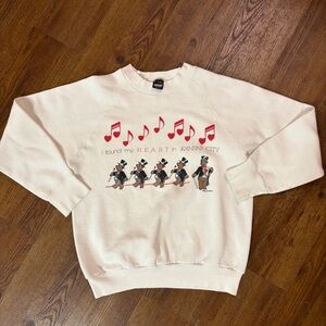 VINTAGE Screen Stars Off-White Sweatshirt with Red and Black Graphic